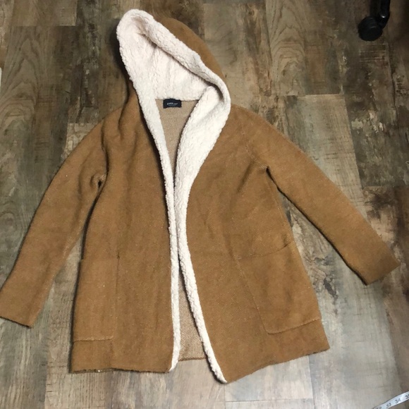 Zara Brown Sherpa Hood Jacket Coat - Picture 1 of 7